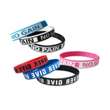 "Never give up"&"No Pain No Gian" Motivational Bracelet